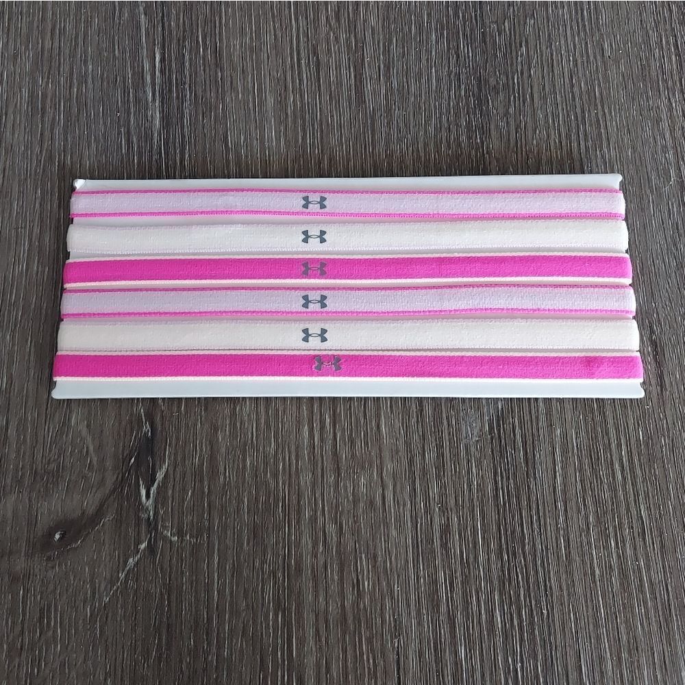 Under Armour UA 6-Pack Athletic Non-Slip Headbands - Pink, Cream - NEW